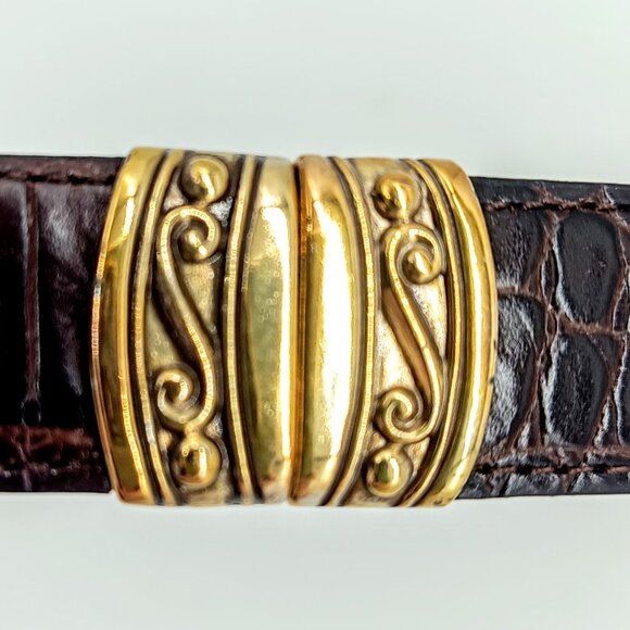 Vintage Brighton Oxblood Leather Croco Embossed Belt - Picture 5 of 7